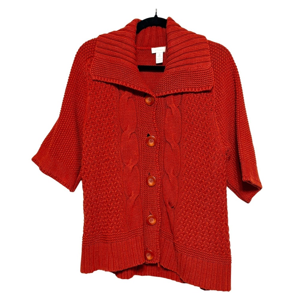 Chico's Size 3 Cottagecore Cable Knit Cardigan Womens Size XL Retro Coastal Prep